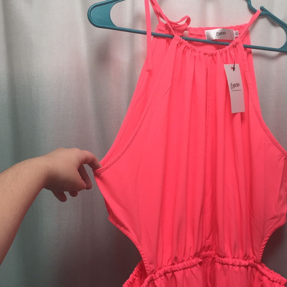 Bright Pink Choies Cutout Maxi - Picture 3 of 4